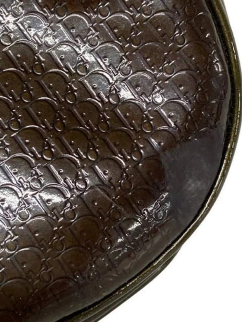 DIOR/ChristianDior Double Saddle Bag Dark Brown Patent Leather Shoulder Bag - Picture 13 of 15
